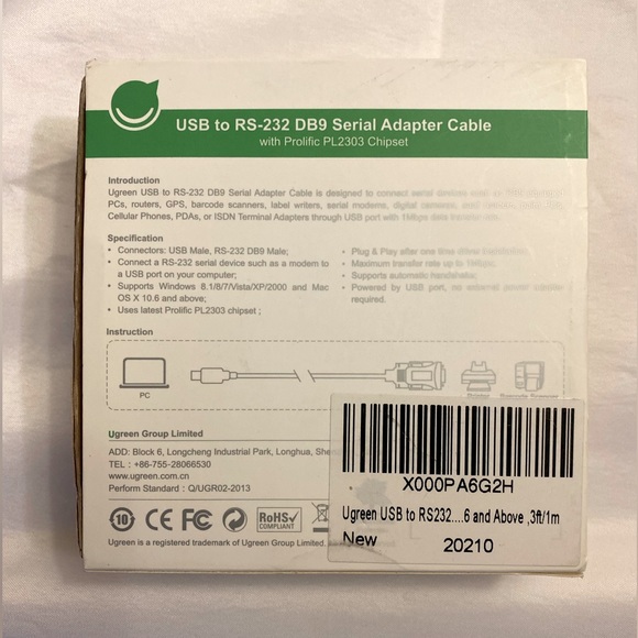 USB to RS232 Adapter Serial Cable DB9 Male 9 Pin with PL2303 - Picture 2 of 2